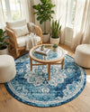 Beverly Grove Collection Area Rug - Melrose (Navy Blue) Round Navy Blue  lifestyle 56