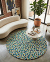 Woolen Sphere Collection Area Rug - Orbsburg (Blue) Round Blue  lifestyle 28