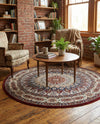 Persian Elegance Collection Area Rug -  Hamedan (Burgundy) Round Burgundy  lifestyle 37