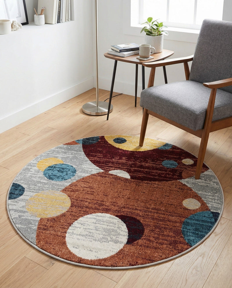 Aegean Elegance Washables Collection Area Rug -  Crete Round Multi  lifestyle 72