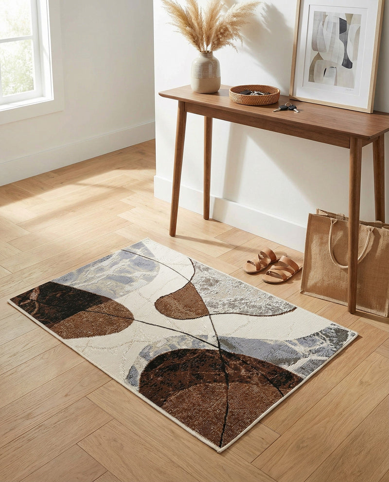Urban Terrace Collection Area Rug -  Garden Rectangle Brown and White  lifestyle 15