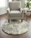 Cozy Haven Shag Collection Area Rug -  Tranquility (Khaki) Round Khaki  lifestyle 62