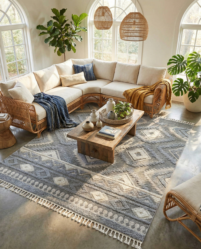 Sahara Chic Collection Area Rug -  Fez Rectangle Gray  lifestyle 30