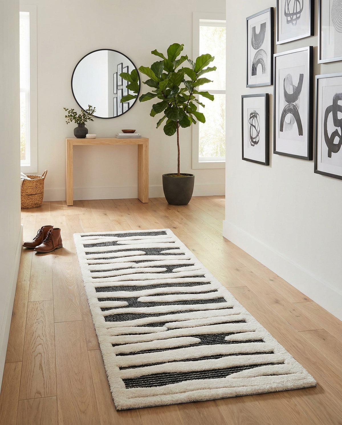 Monochrome Collection Area Rug - Slate Runner Gray  lifestyle 117