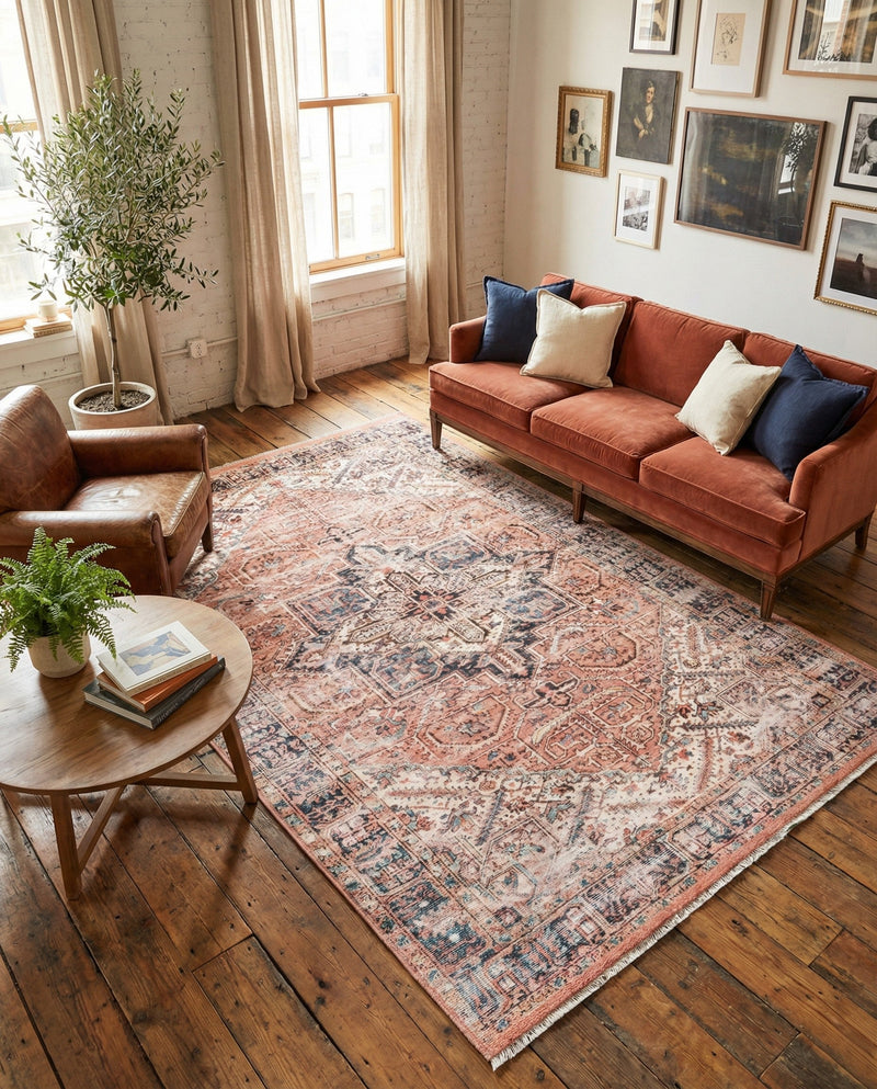 Bazaar Chic Collection Area Rug -  Chefchaouen Rectangle Salmon Pink  lifestyle 7