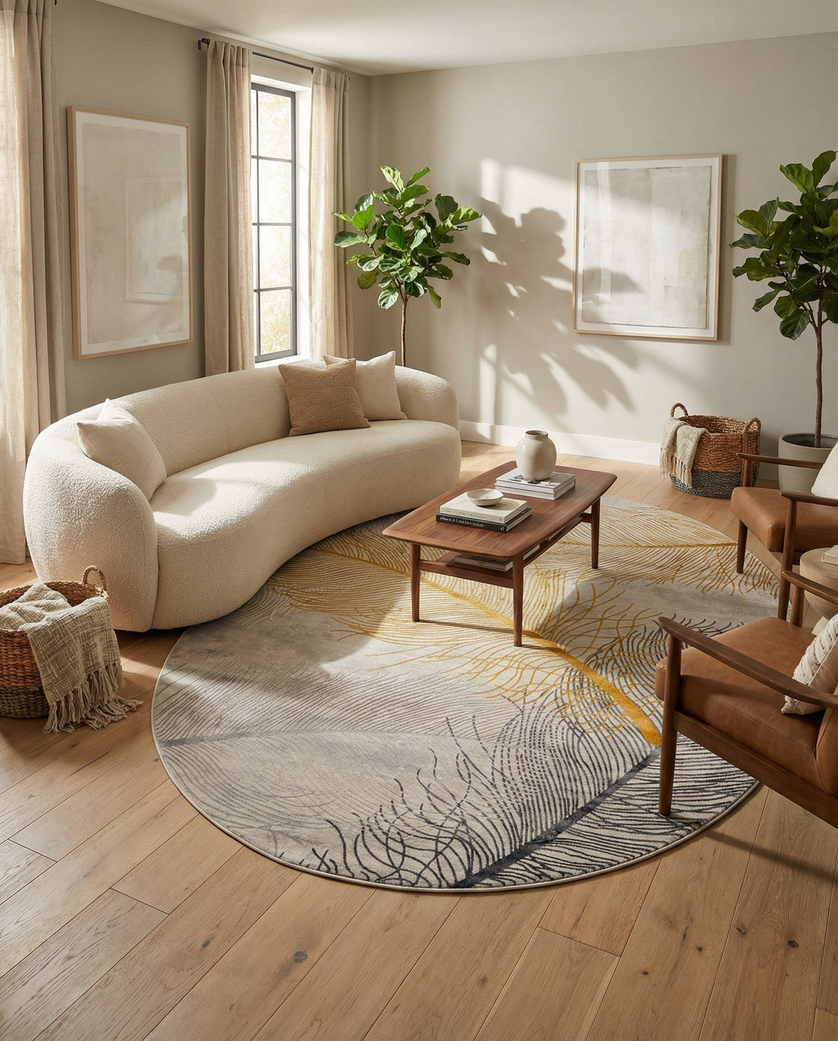 Bloomsbury Elegance Collection Area Rug -  Westminster Oval Yellow Gray  lifestyle 125