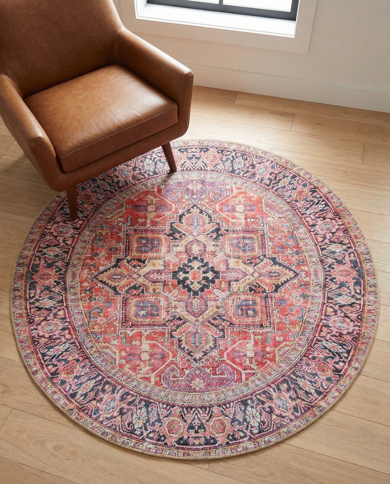Heritage Elegance Collection Area Rug -  Alhambra Round Red  lifestyle 81