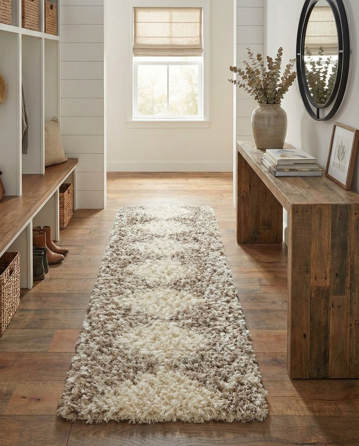 Eternal Plush Oasis Collection Area Rug -  Bliss Runner Pearl and Khaki  lifestyle 117