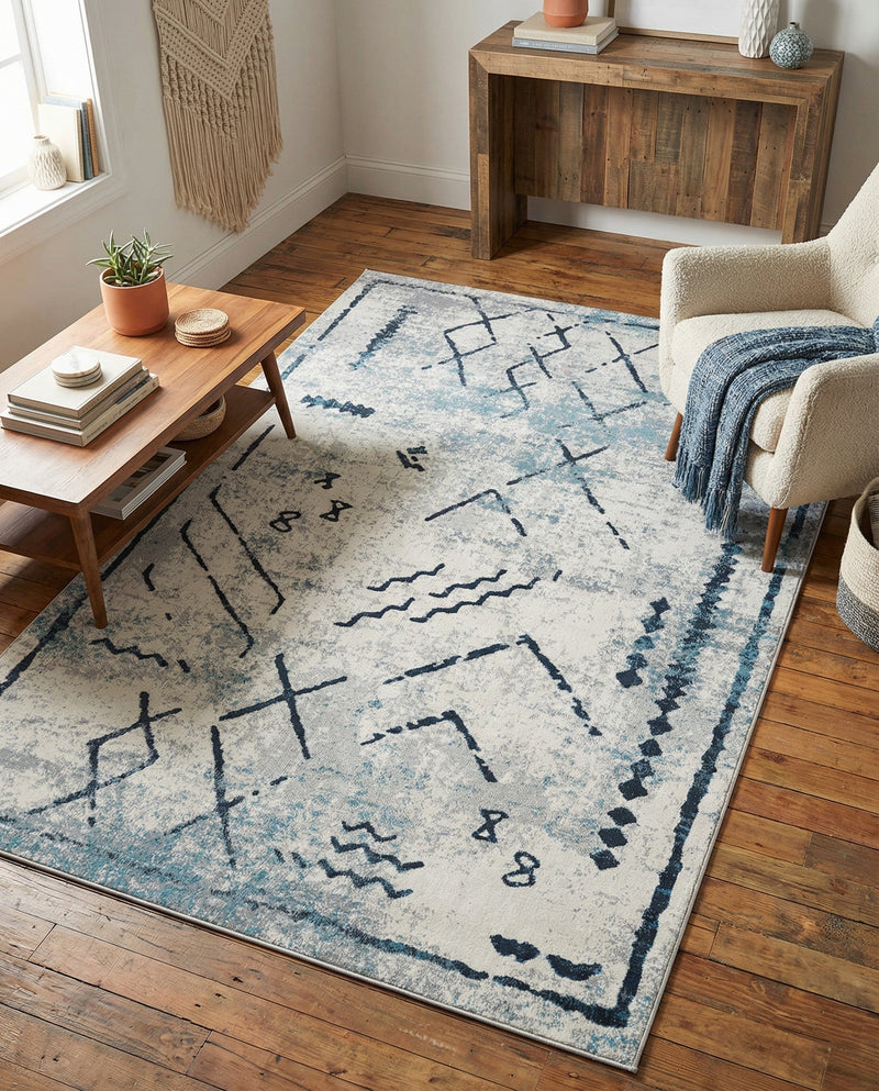 Aegean Elegance Washables Collection Area Rug - Santorini Rectangle Ivory Gray  lifestyle 58