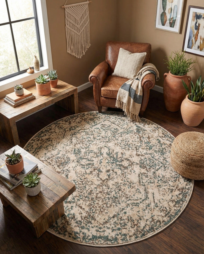 Gobi Sands Collection Area Rug -  Turpan Round Multi  lifestyle 76