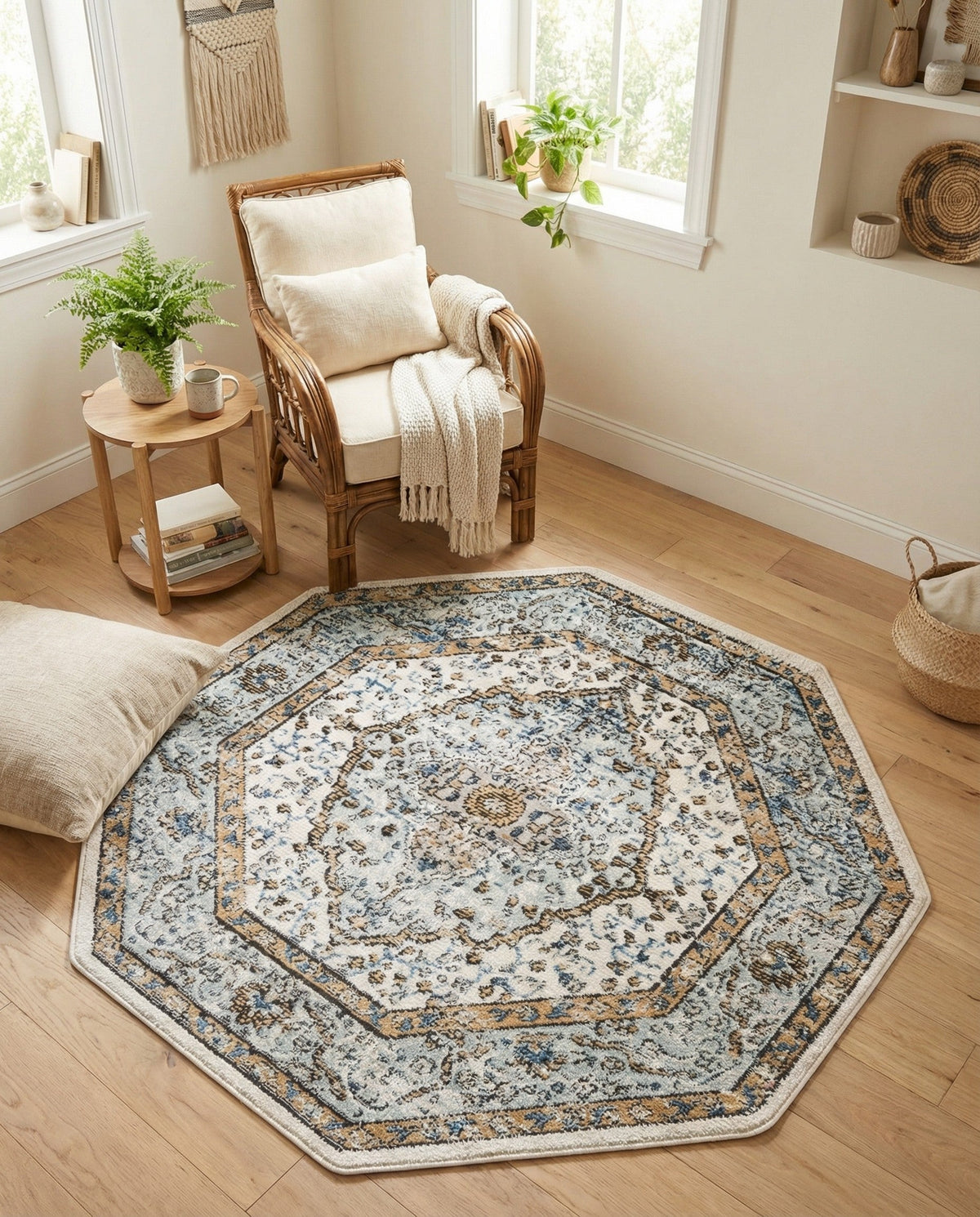 Mykonos Manor Collection Area Rug - Delos Octagon Blue  lifestyle 143