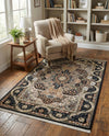 Persian Elegance Collection Area Rug -  Shiraz Rectangle Navy Blue  lifestyle 52