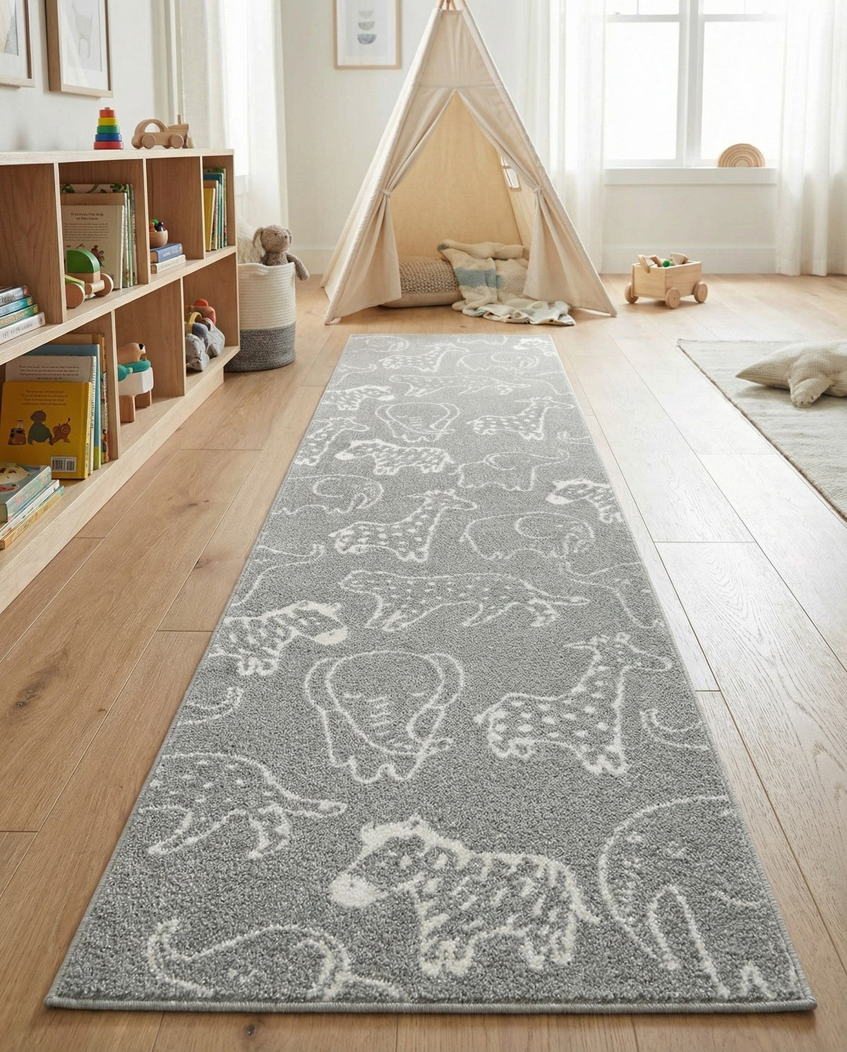 Wonder Tykes Collection Area Rug -  Spectrum Runner Gray  lifestyle 178