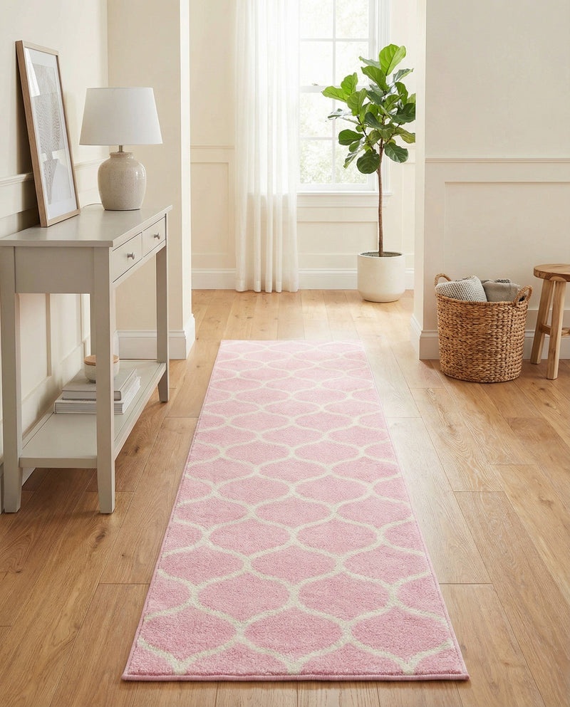 Trellis Mosaic Collection Area Rug -  Pergolatown (Light Pink) Runner Light Pink  lifestyle 67