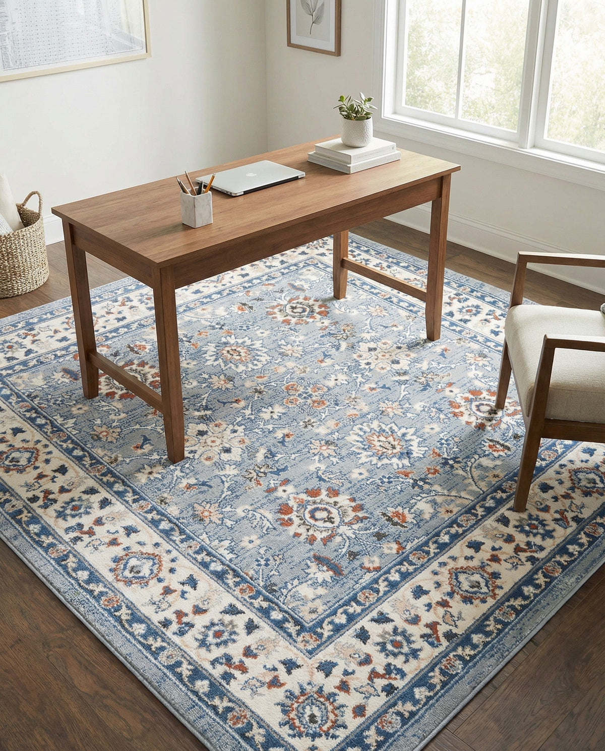 Savannah Elegance Collection Area Rug - Augusta (Aqua Blue) Square Aqua Blue  lifestyle 129