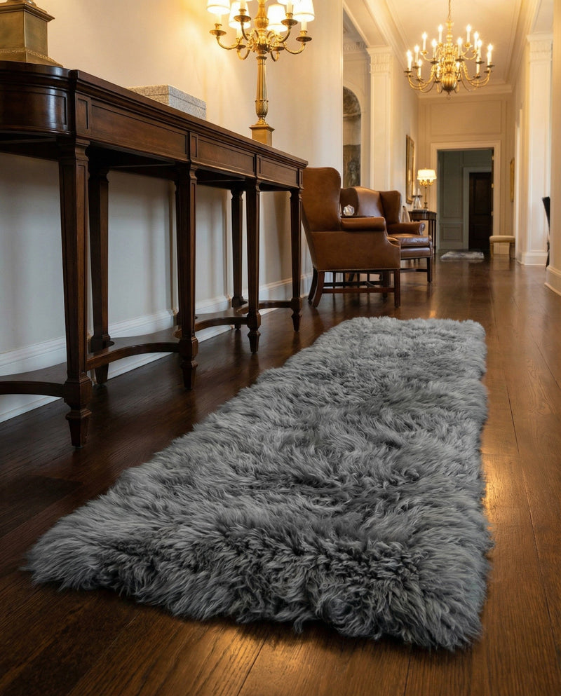 Lambskin Haven Collection Area Rug - Fleeceville Runner Gray  lifestyle 43
