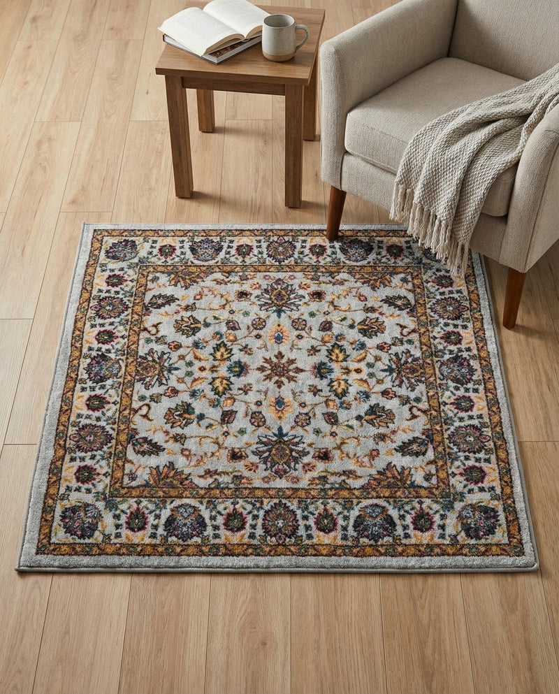 Casablanca Tapestry Collection Area Rug -  Marrakech (Cloud Gray) Square Cloud Gray  lifestyle 42