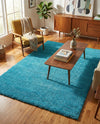 Solid Shag Seaside Collection Area Rug - Azure Cove (Turquoise) Rectangle Turquoise  lifestyle 5