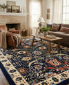 Tabriz Tapestry Collection Area Rug - Sahand (Navy Blue) Rectangle Navy Blue  lifestyle 13