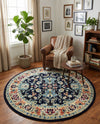 Isfahan Elegance Collection Area Rug - Naghsh-e Jahan (Navy Blue) Round Navy Blue  lifestyle 80