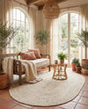 Woven Seaside Jute Collection Area Rug - Savannah (White) Oval White  lifestyle 62