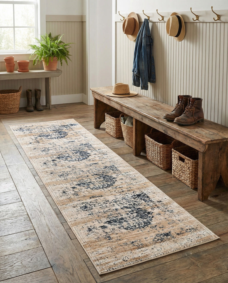 Coastal Manor Collection Area Rug -  Dunes Runner Dark Blue  lifestyle 79