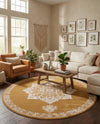 Eden Oasis Collection Area Rug -  Tranquility (Yellow) Round Yellow  lifestyle 49