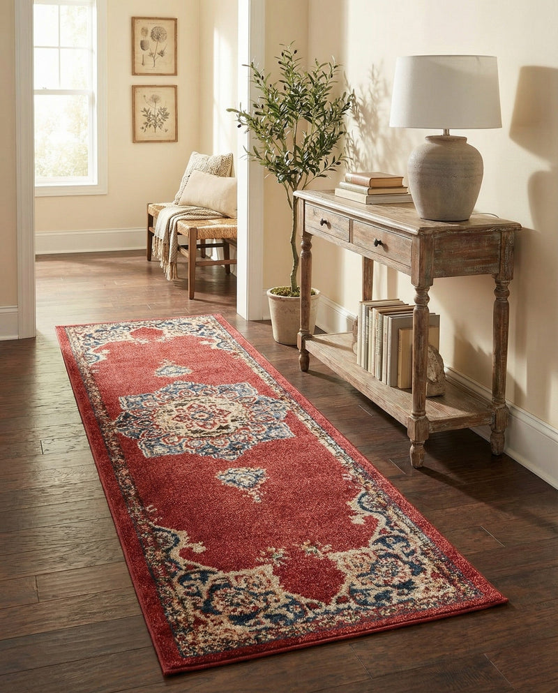 Eden Oasis Collection Area Rug -  Tranquility (Burgundy) Runner Burgundy  lifestyle 57