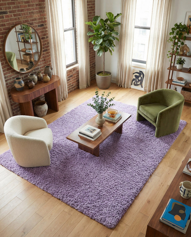Plush Oasis Collection Area Rug - Serenity (Lilac) Rectangle Lilac  lifestyle 27