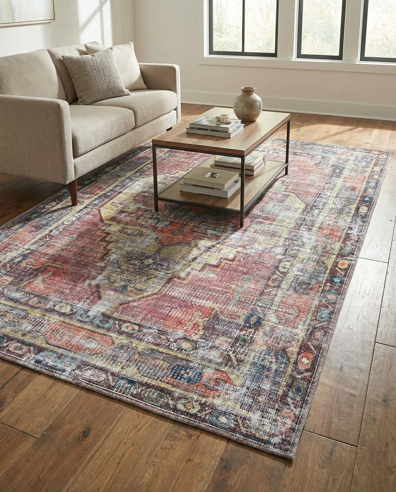 Zahara Oasis Collection Area Rug -  Rabat Rectangle Yellow Pink  lifestyle 12