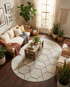 Trellis Mosaic Collection Area Rug - Arborville (Ivory) Oval Ivory  lifestyle 84