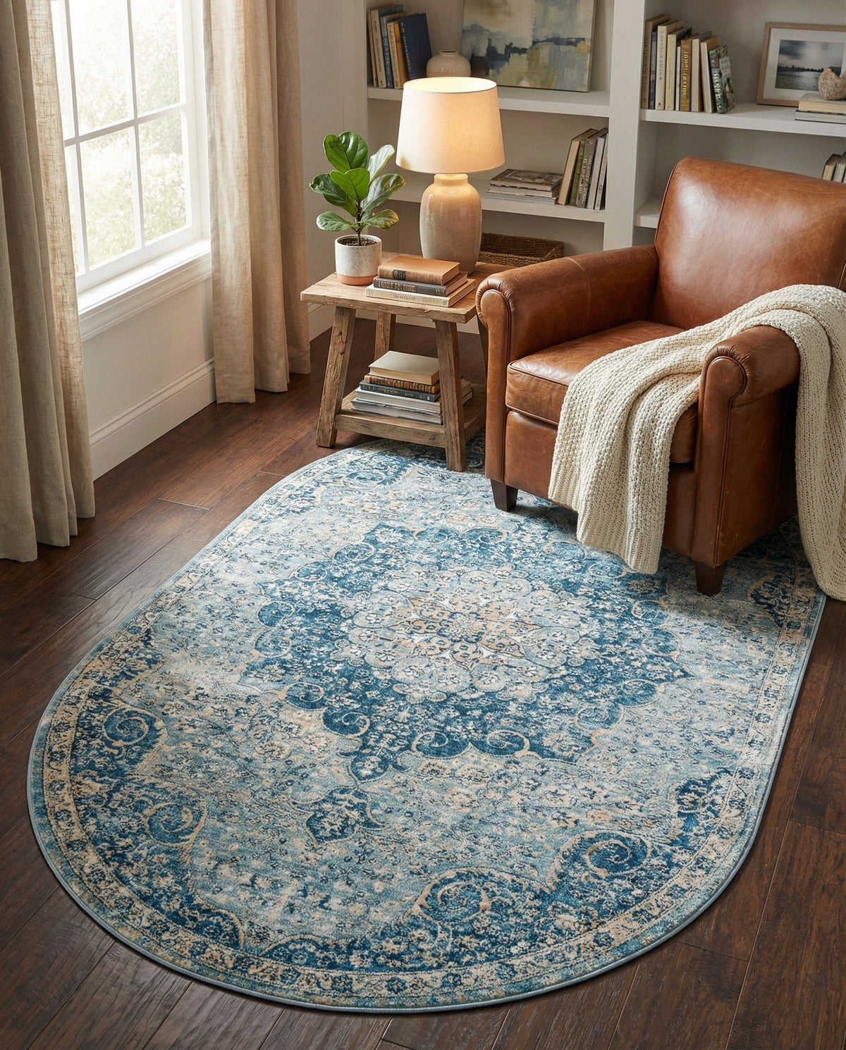 Coastal Haven Collection Area Rug - Seabreeze (Navy Blue) Oval Navy Blue  lifestyle 33