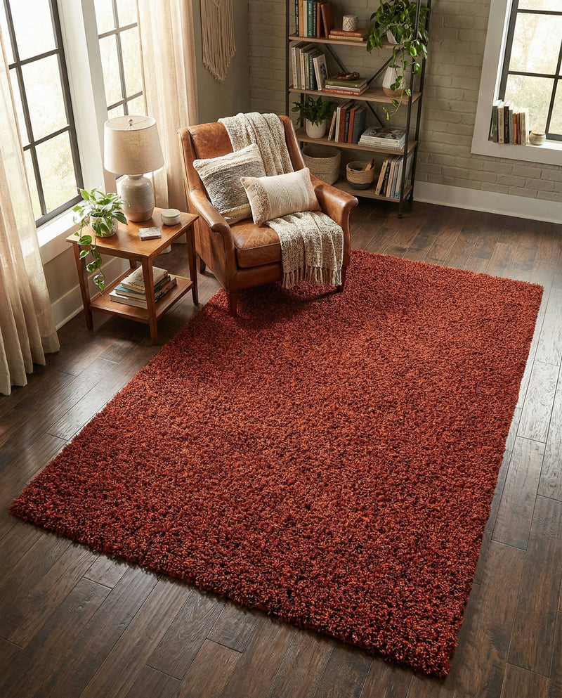 Plush Oasis Collection Area Rug - Serenity (Terracotta) Rectangle Terracotta  lifestyle 23