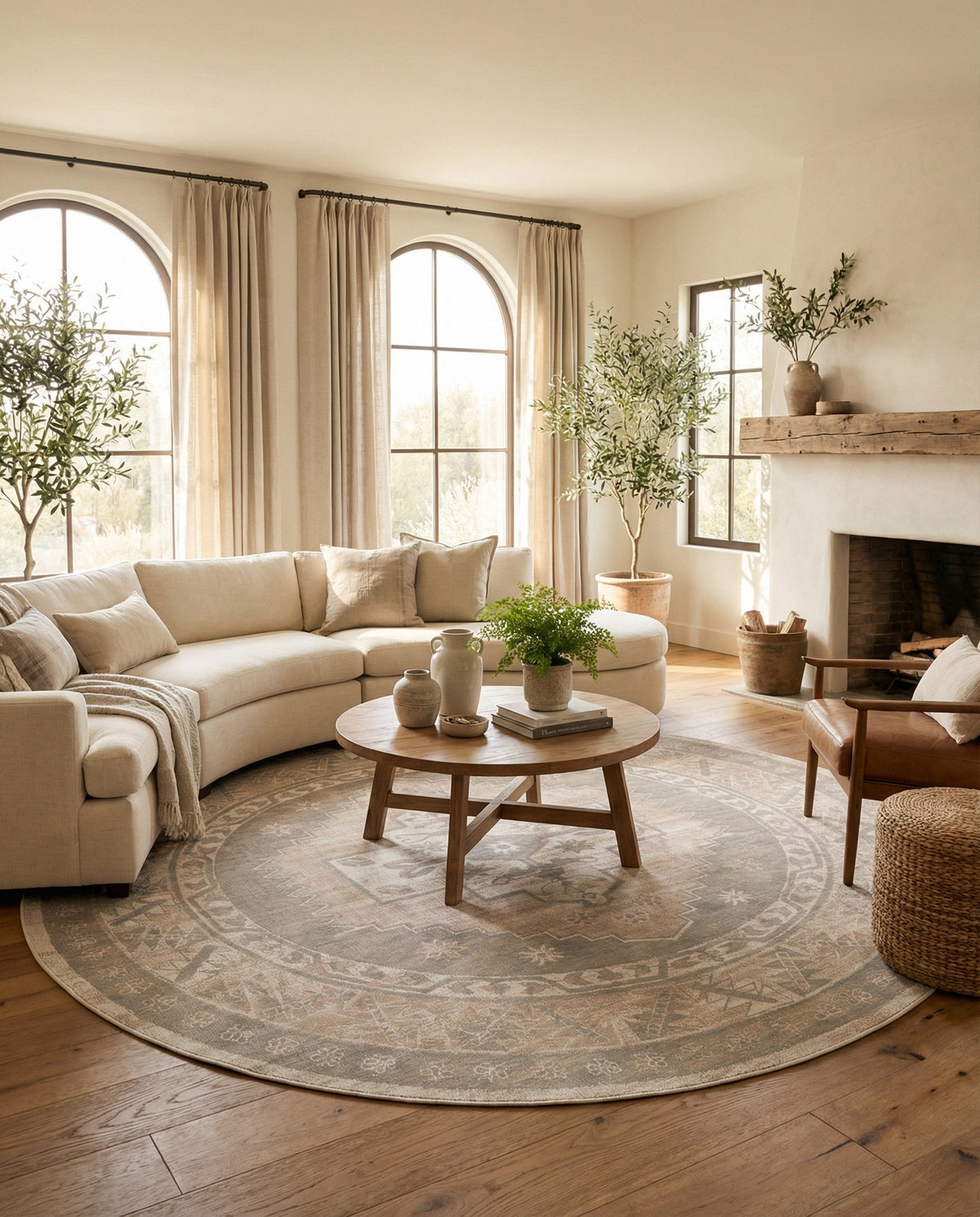 Savannah Series Collection Area Rug -  Augusta (Mink) Round Mink  lifestyle 105