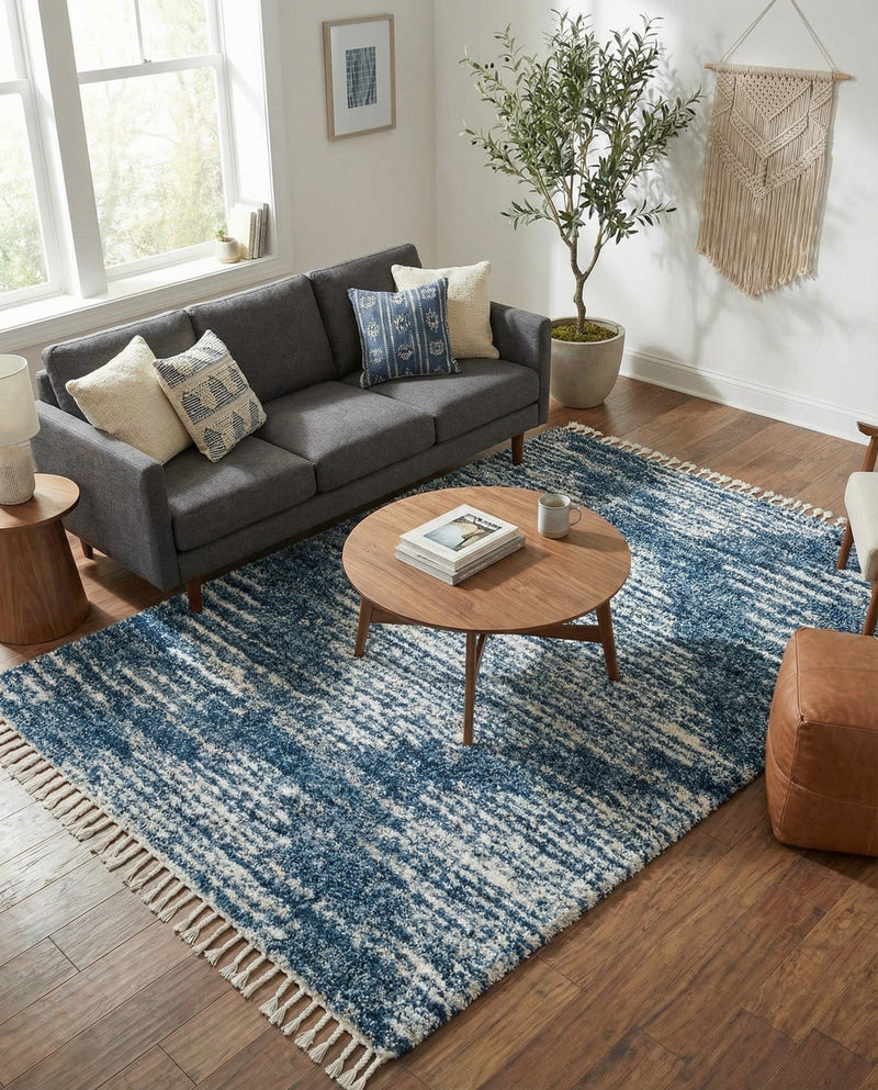 Tranquil Tides Shag Collection Area Rug -  Azure Rectangle Blue  lifestyle 50