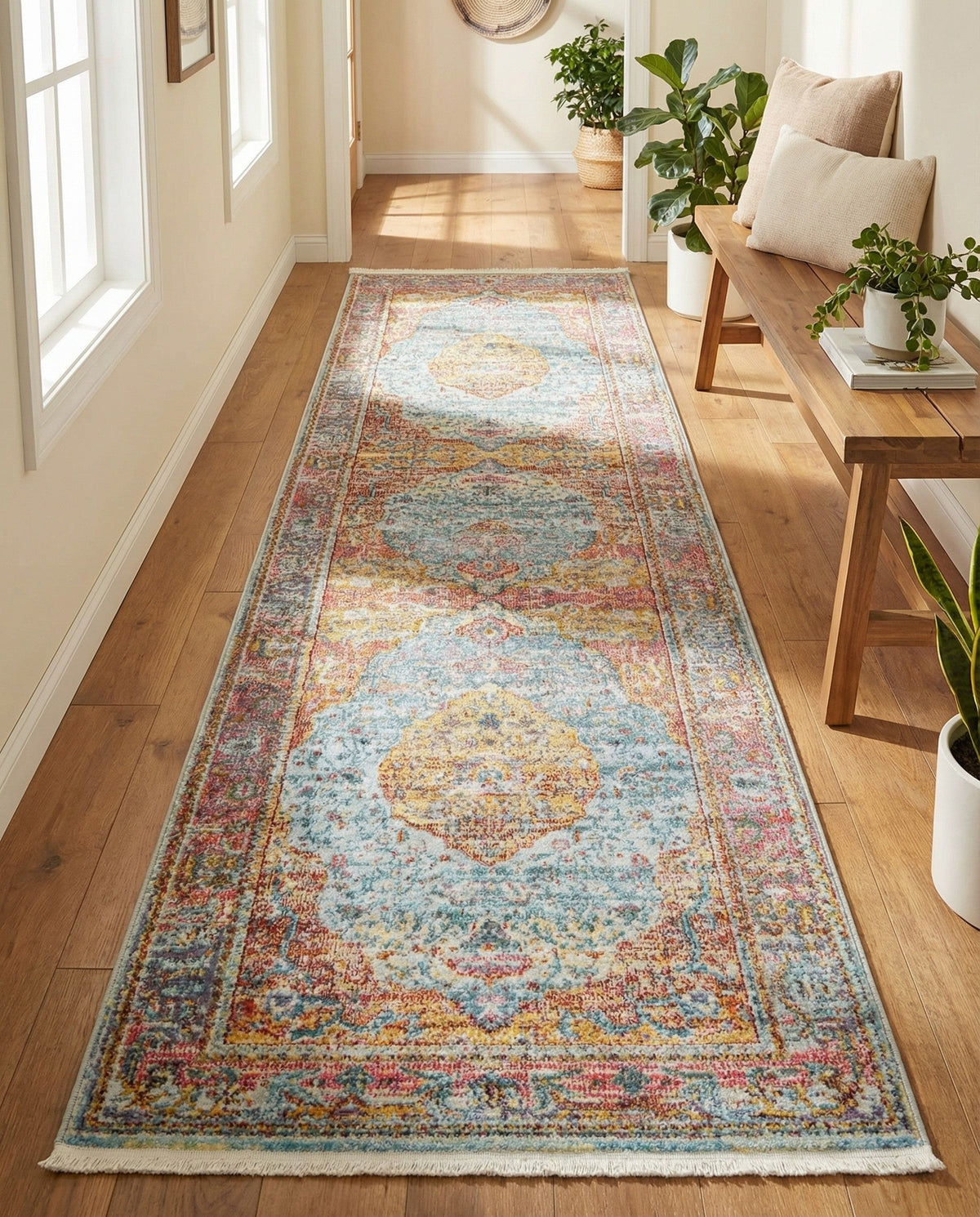 Caribbean Breeze Collection Area Rug -  Vieques Runner Light Blue  lifestyle 192