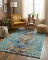 Venetian Tapestry Collection Area Rug -  Giudecca Rectangle Turquoise  lifestyle 22