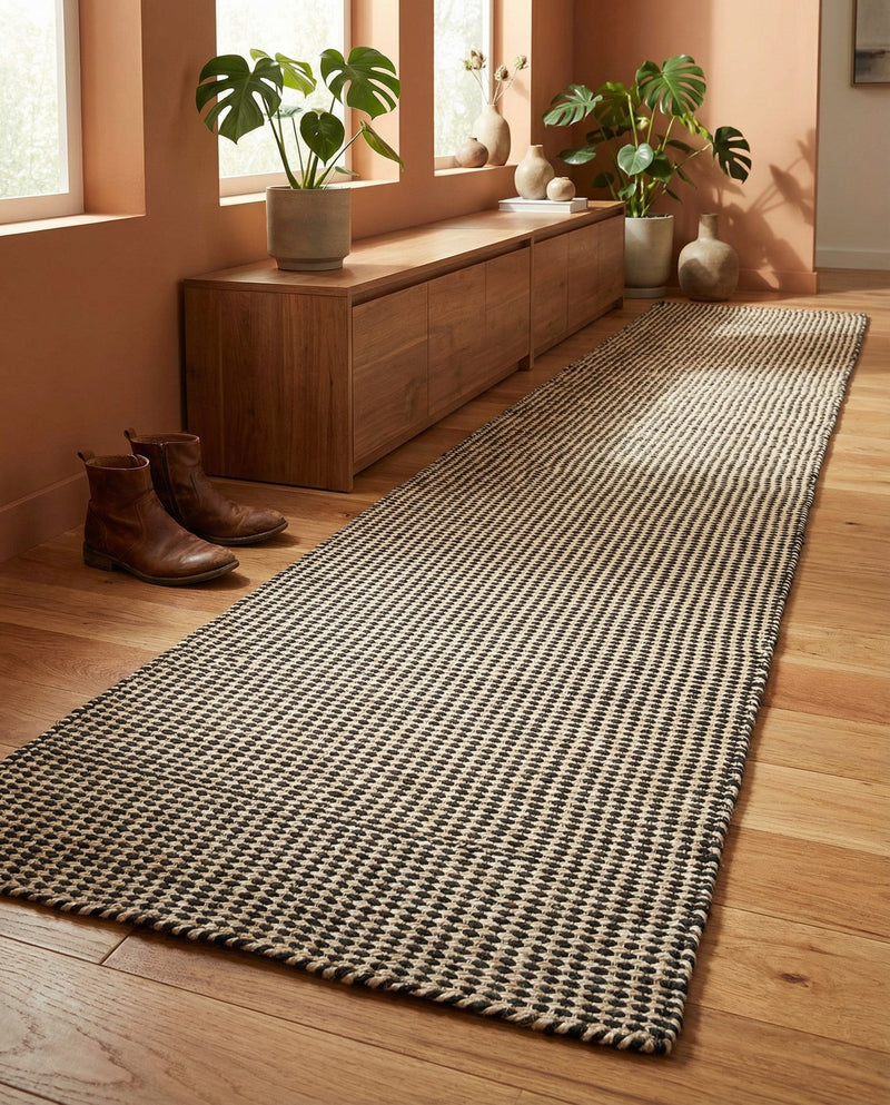 Sequoia Handwoven Jute Collection Area Rug - Aspen Runner Black and White  lifestyle 36