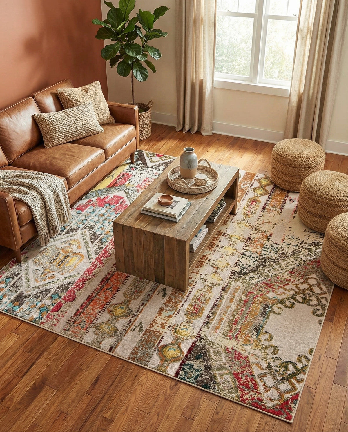 Outdoor Marrakesh Collection Area Rug -  Agadir Square Multi Beige  lifestyle 171