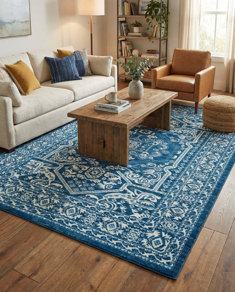 Charleston Elegance Collection Area Rug - Harborview Rectangle Blue  lifestyle 49