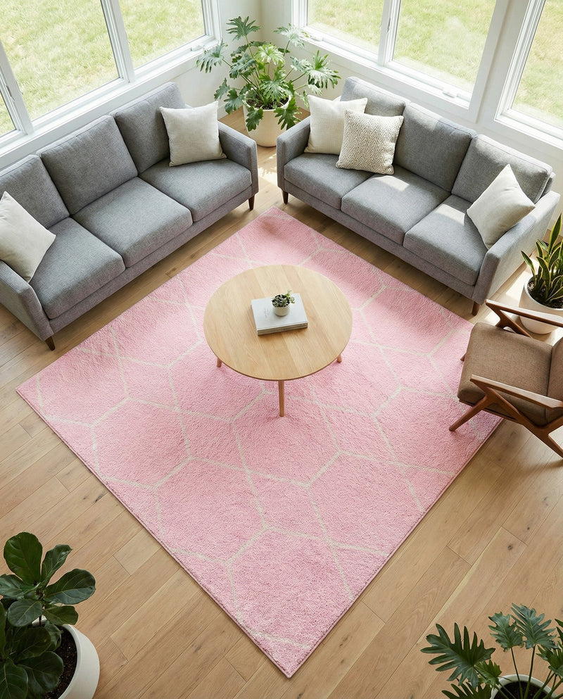 Trellis Mosaic Collection Area Rug - Arborville (Light Pink) Square Light Pink  lifestyle 51