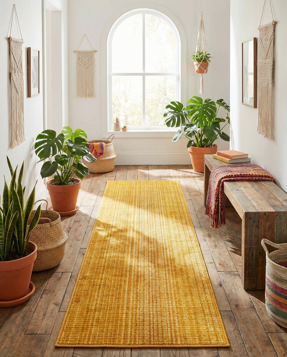 Jewel Oasis Collection Area Rug - Sapphire (Yellow) Runner Yellow  lifestyle 33