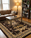 Tabriz Tapestries Collection Area Rug - Azerbaijan (Brown) Rectangle Brown  lifestyle 6