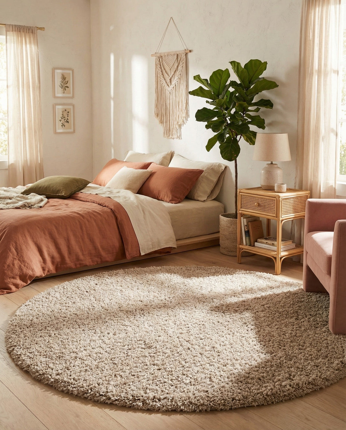 Alpine Plush Collection Area Rug -  Cortina (Linen) Round Linen  lifestyle 85