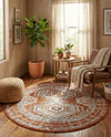 Savannah Elegance Collection Area Rug -  Tybee (Terracotta) Round Terracotta  lifestyle 44