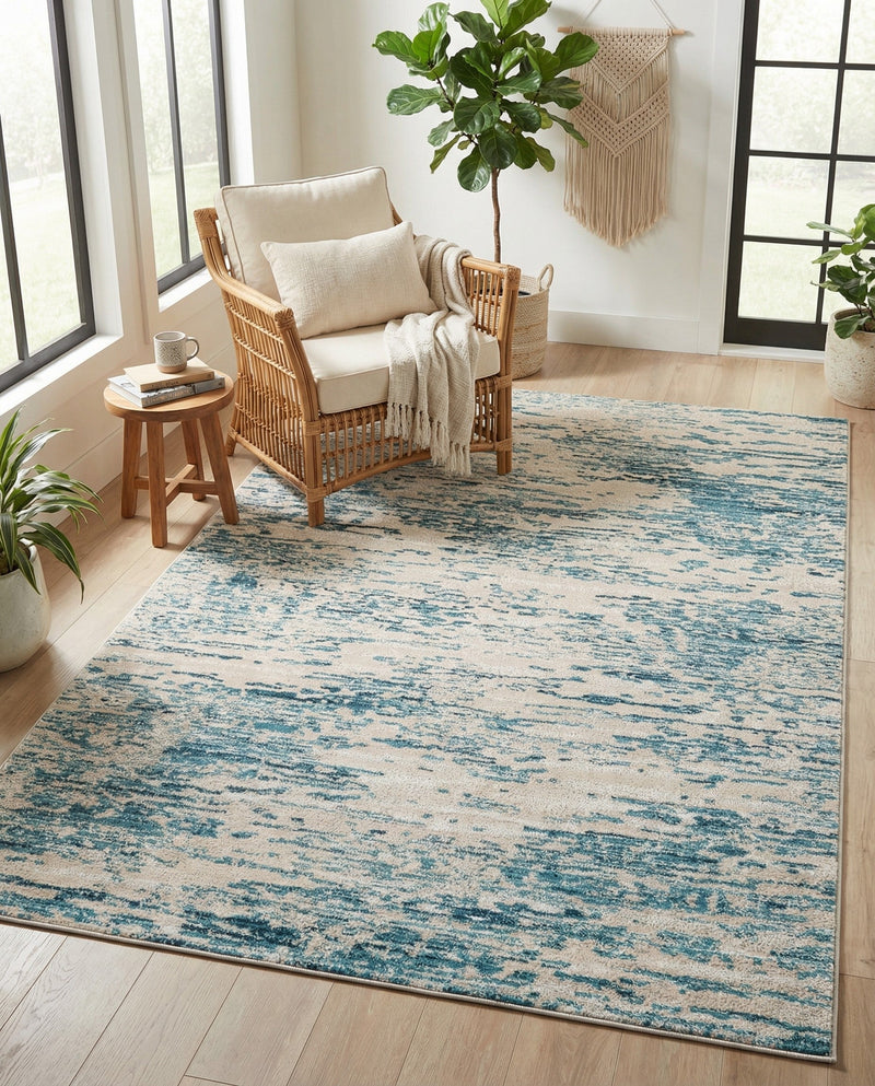 Serenity Sands Collection Area Rug - Dunescape Rectangle Blue  lifestyle 18