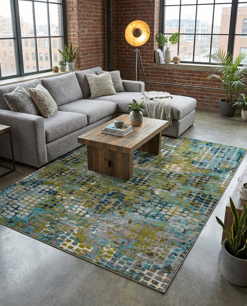 Chromatic Oasis Collection Area Rug -  Tropic Rectangle Blue Green  lifestyle 17