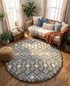 Berber Lattice Shag Collection Area Rug - Atlas (Gray) Round Gray  lifestyle 71