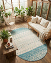Mediterranean Lattice Collection Area Rug -  Casablanca (Ivory Blue) Oval Ivory Blue  lifestyle 33