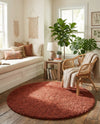 Plush Oasis Collection Area Rug - Serenity (Terracotta) Round Terracotta  lifestyle 74